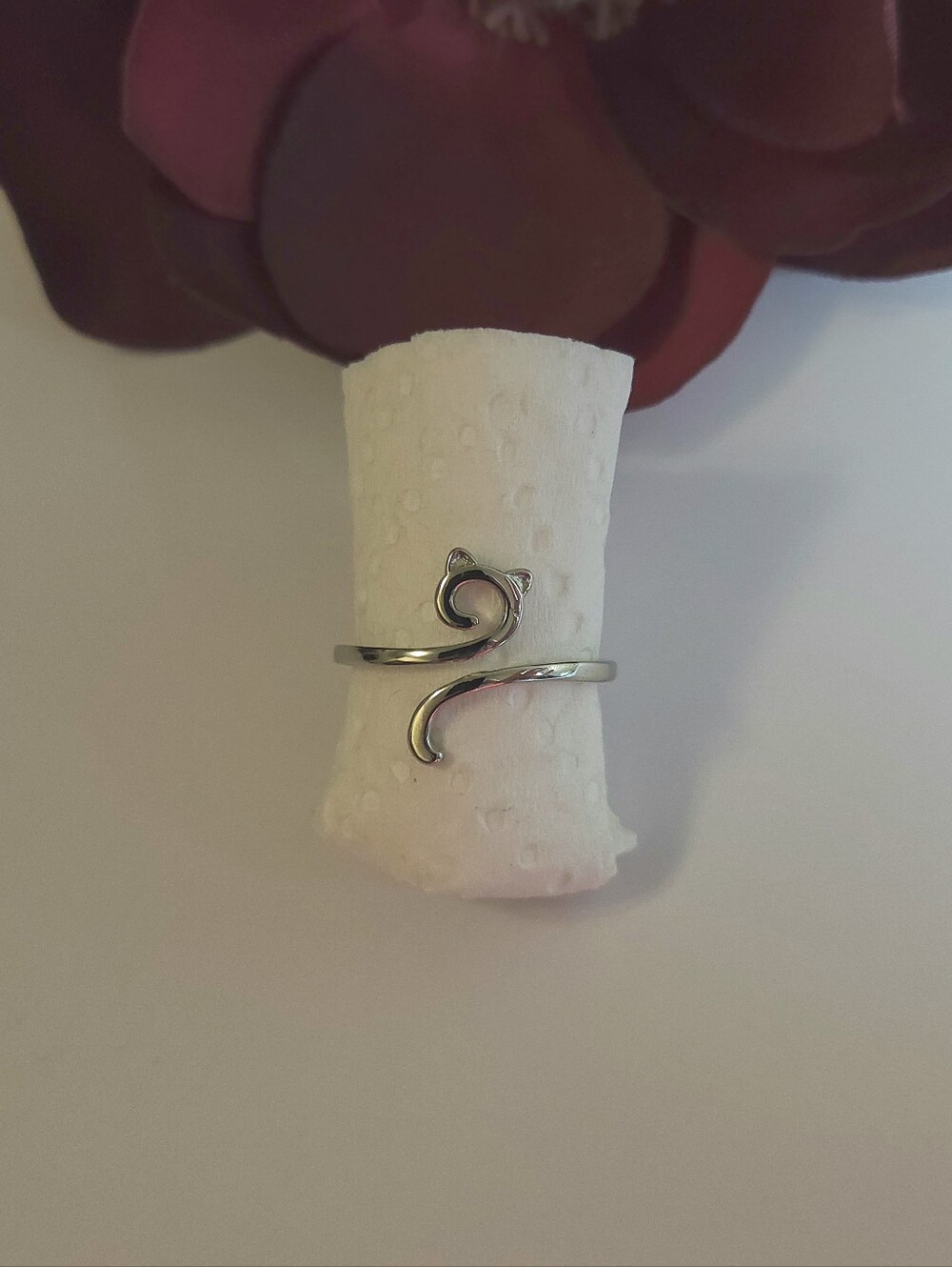 Sterling Silver Cat Shilouette Ring Size 7 Yarn Tension Ring Crochet Knitting